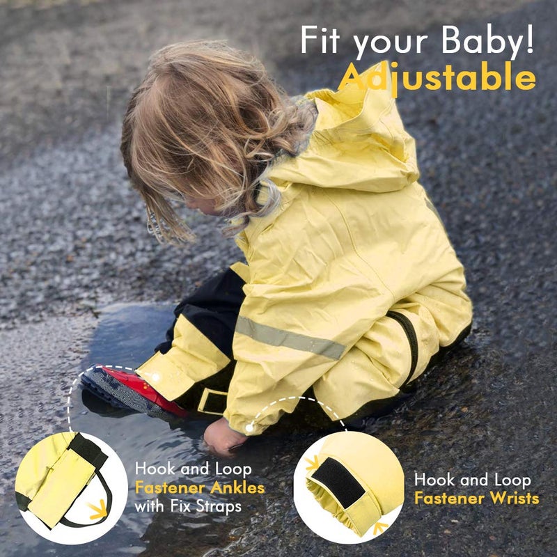 HAPIU Kids Toddler Rain Suit Muddy Buddy Waterproof Coverall,Yellow,12M,Upgraded - Image 3